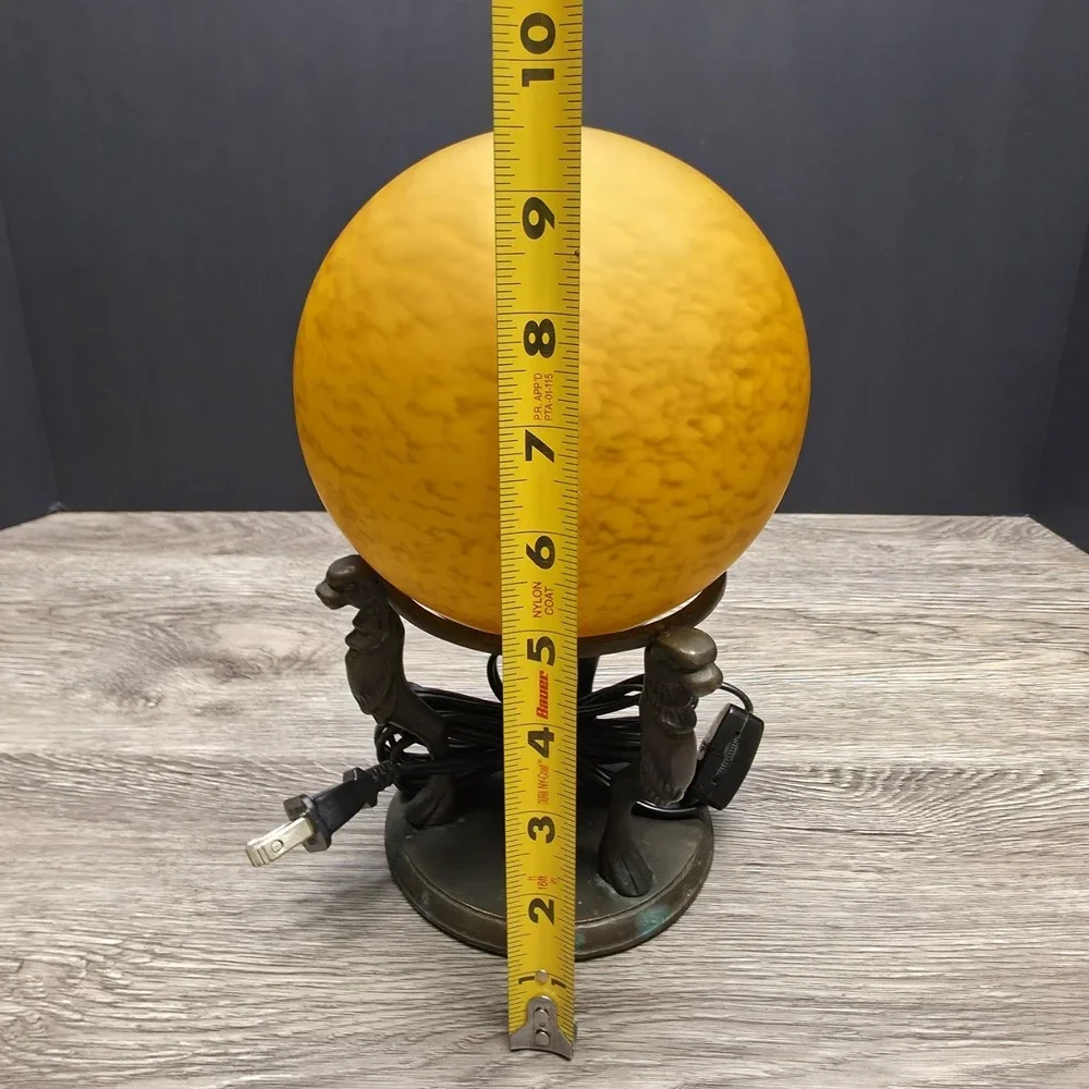 Vintage Orange Sphere Table/Desk Lamp With Brass Stand - Amazingly Beautiful